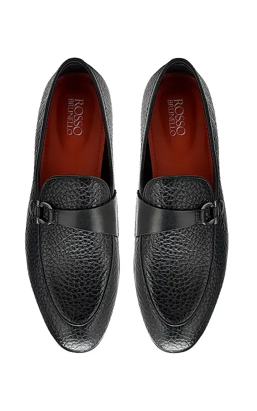 Black Loafers With Asymmetric Buckle