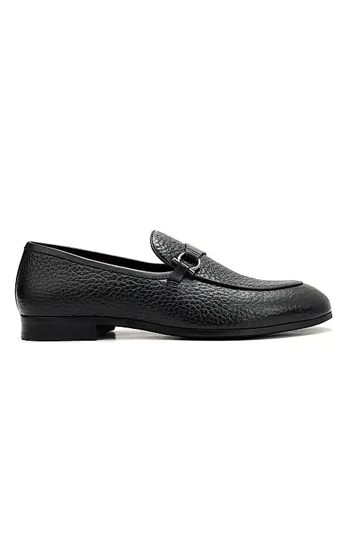 Black Loafers With Asymmetric Buckle