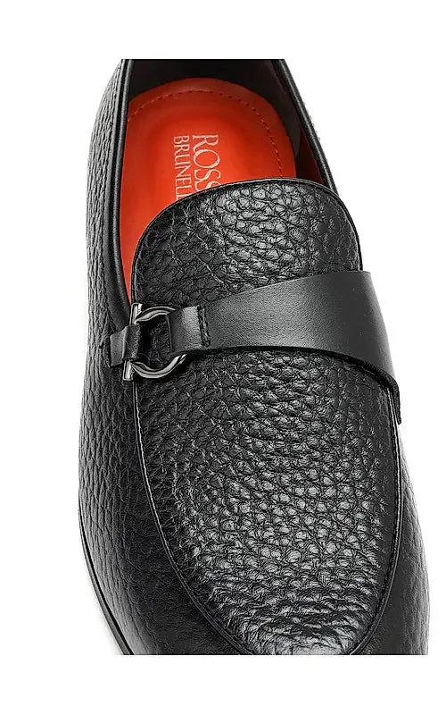 Black Loafers With Asymmetric Buckle