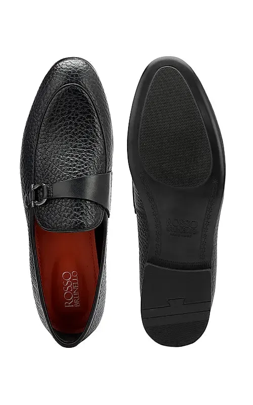 Black Loafers With Asymmetric Buckle