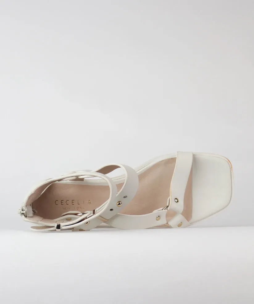 Cecelia New York Mighty Alabaster Buckle Ankle Strap Open Toe Platform Sandals