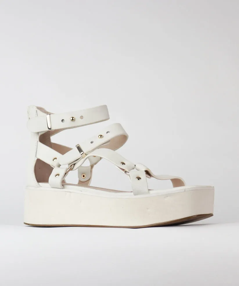 Cecelia New York Mighty Alabaster Buckle Ankle Strap Open Toe Platform Sandals