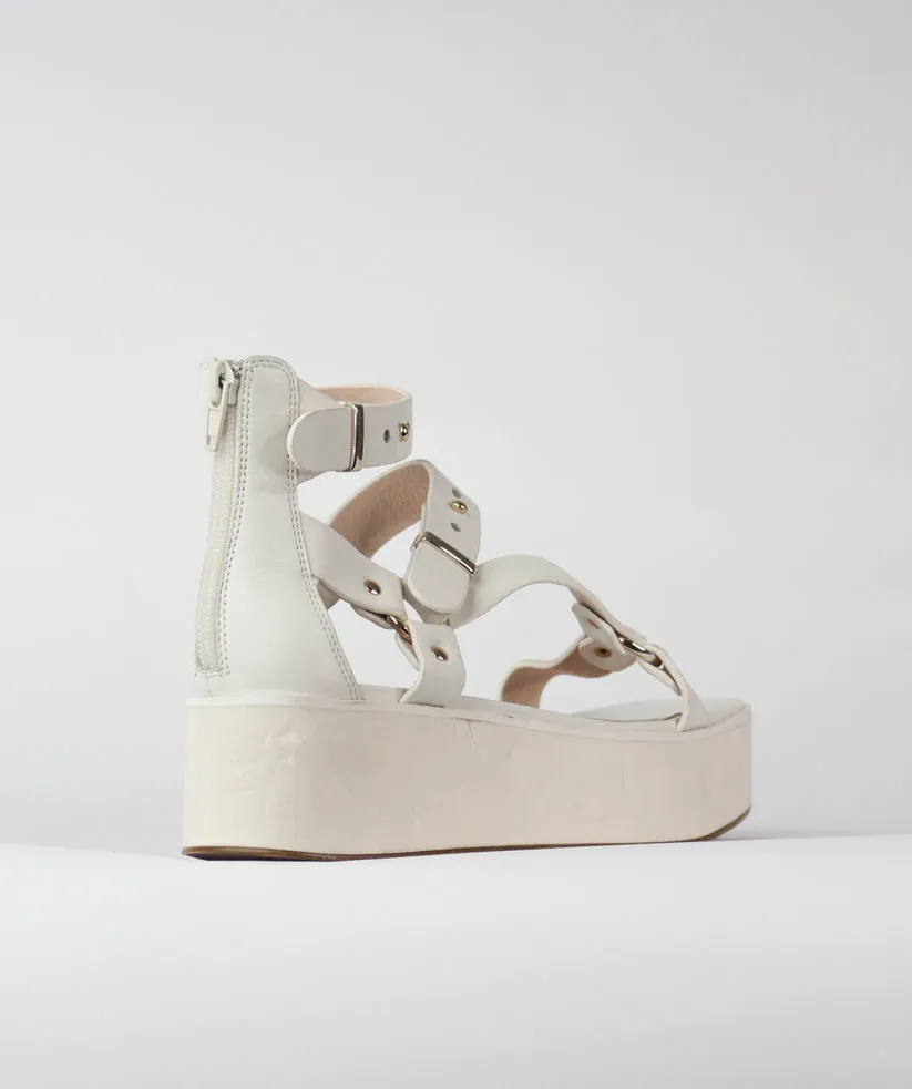 Cecelia New York Mighty Alabaster Buckle Ankle Strap Open Toe Platform Sandals