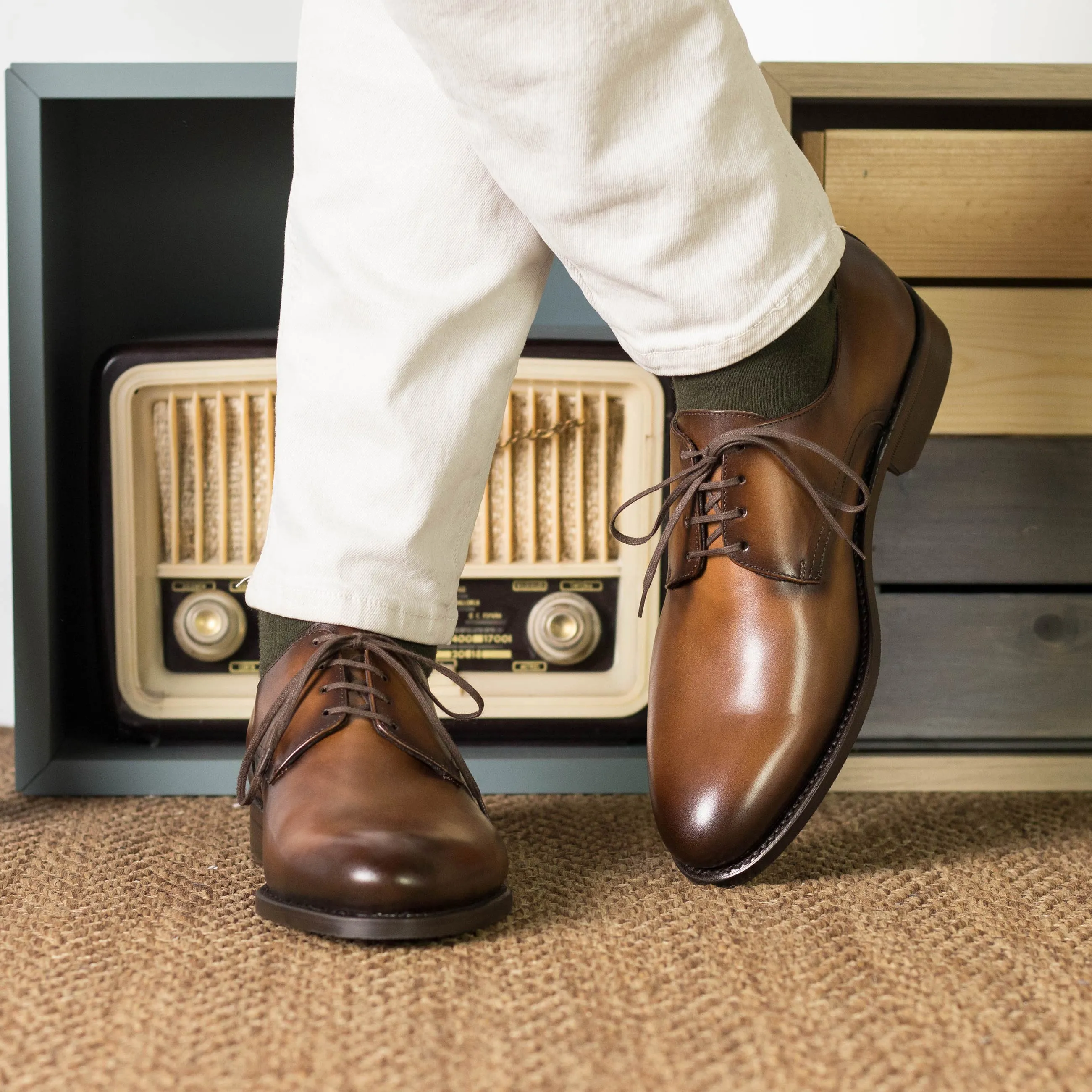 DapperFam Vero in Brown Men's Italian Leather Derby