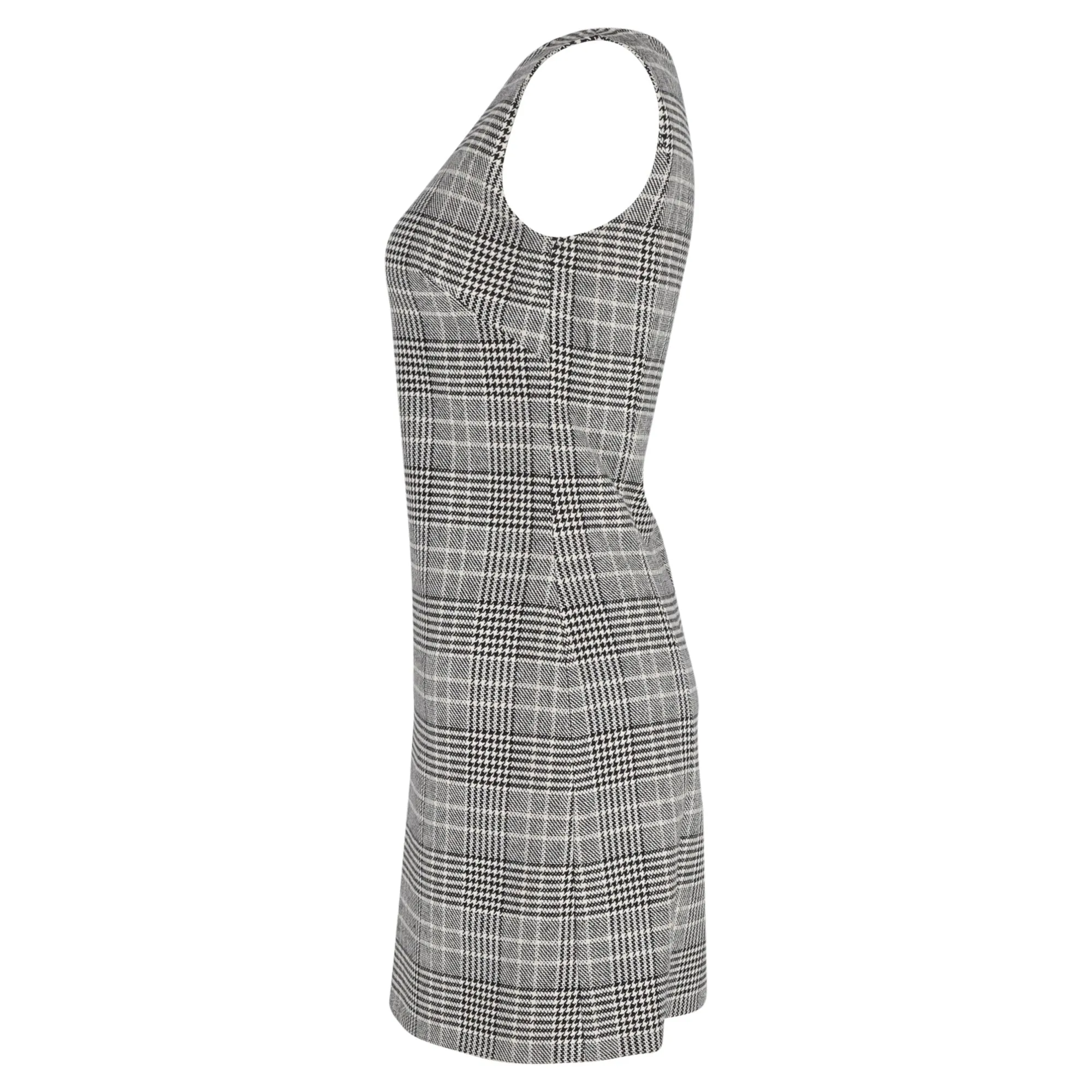 Prada Plaid Mini Sleeveless Shift Dress in Grey Wool