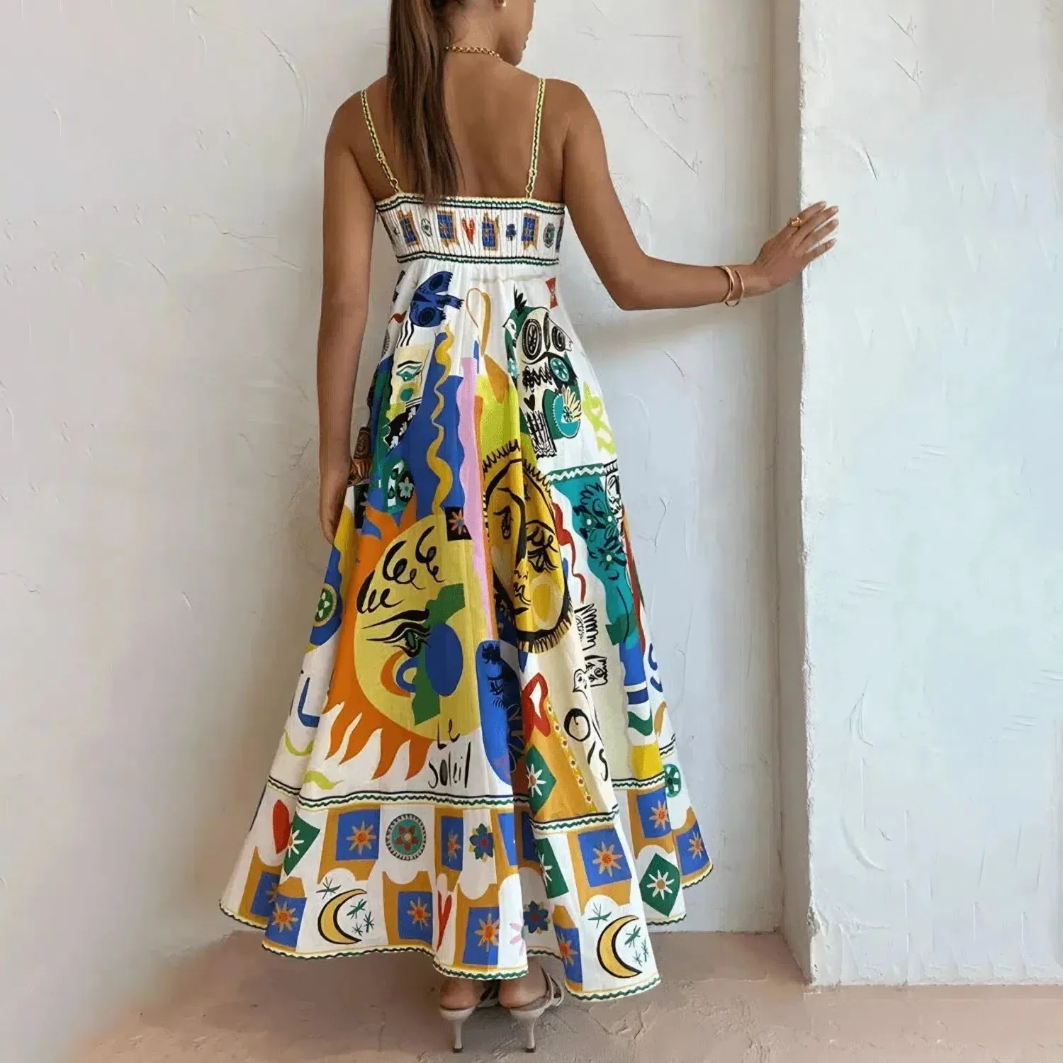 Verina – Abstract print – Summer midi dress